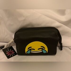 NEW w TAG Olivia Miller Black Cosmetic Bag with Emoji Design